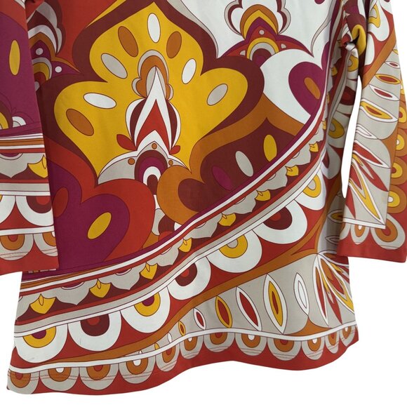 NWOT J. McLaughlin Catalina Women's Orange Geometric Pattern Long Sleeve Top XS - Picture 3 of 8